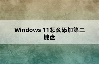Windows 11怎么添加第二键盘